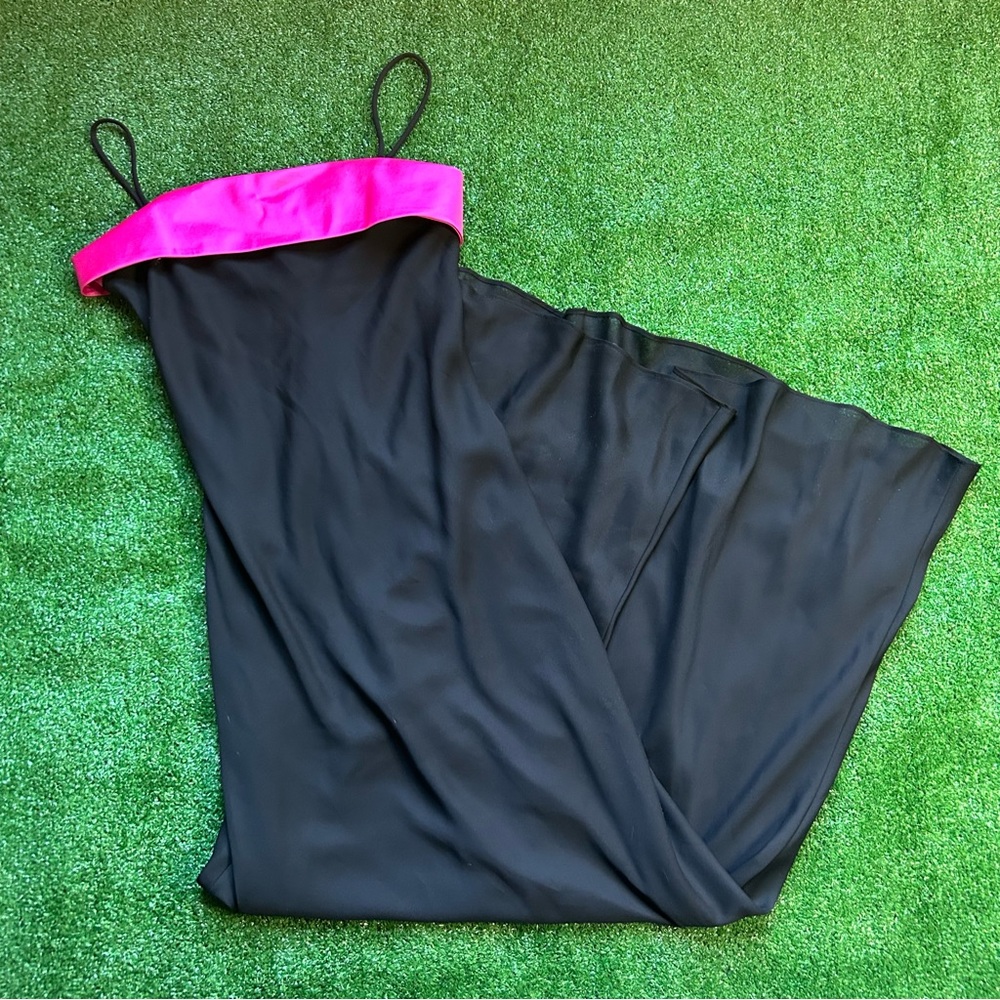 Vintage Black Dress with Pink Trim